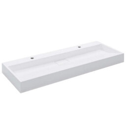 Vidaxl Wash Basin 120X46X11 Cm Mineral Cast/marble Cast White - thumbnail 2