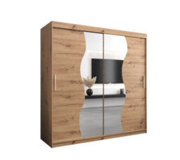 Arte Madrid Contemporary 2 Mirrored Sliding Door Wardrobe 9 Shelves 2 Rails Oak Artisan Effect (H)2000mm (W)2000mm (D)620mm - thumbnail 1
