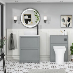 Royal Bathrooms Royal Bathroom Elmore 600mm Matt Pebble Grey Freestanding Bathroom Vanity Unit 2 Drawer Plain White Worktop With Milan Basin - thumbnail 5