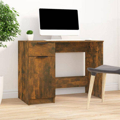 Berkfield Desk Smoked Oak 100X50X75 Cm Engineered Wood - image 1