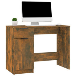 Berkfield Desk Smoked Oak 100X50X75 Cm Engineered Wood - thumbnail 4
