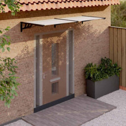 Berkfield Door Canopy Black And Transparent 239X90 Cm Polycarbonate - thumbnail 1