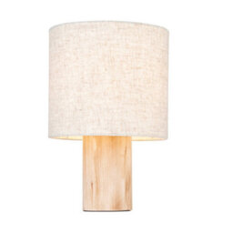 Luminosa Lighting Luminosa Durban Complete Table Lamp, Natural Eucalyptus Wood, Natural Linen - End Of Line