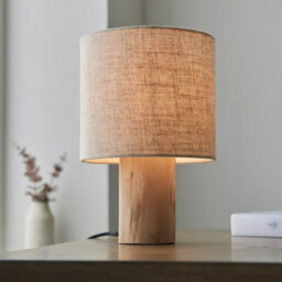 Luminosa Lighting Luminosa Durban Complete Table Lamp, Natural Eucalyptus Wood, Natural Linen - thumbnail 4