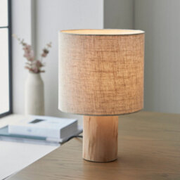 Luminosa Lighting Luminosa Durban Complete Table Lamp, Natural Eucalyptus Wood, Natural Linen - thumbnail 2