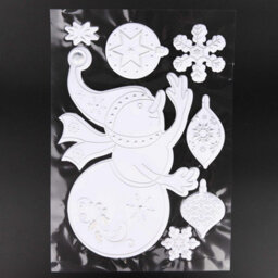 Shatchi 3D Christmas Window Stickers Snowy White And Silver - 8 Assorted Sheets Christmas Window Glass Christmas Scene, Pvc - thumbnail 4