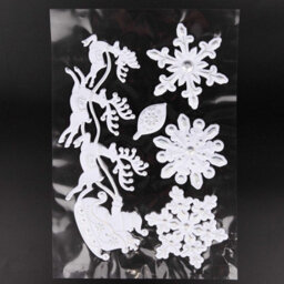 Shatchi 3D Christmas Window Stickers Snowy White And Silver - 8 Assorted Sheets Christmas Window Glass Christmas Scene, Pvc - thumbnail 6