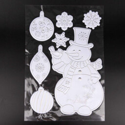 Shatchi 3D Christmas Window Stickers Snowy White And Silver - 8 Assorted Sheets Christmas Window Glass Christmas Scene, Pvc - thumbnail 7