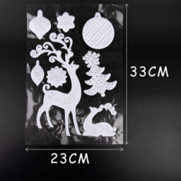 Shatchi 3D Christmas Window Stickers Snowy White And Silver - 8 Assorted Sheets Christmas Window Glass Christmas Scene, Pvc - thumbnail 3