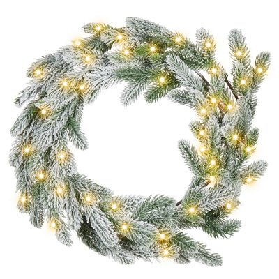 Beliani Snowy Christmas Wreath Led Albini Green 45 Cm - image 1