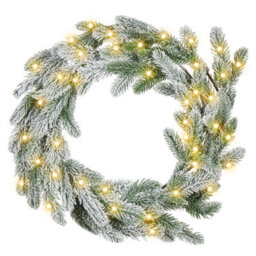 Beliani Snowy Christmas Wreath Led Albini Green 45 Cm - thumbnail 1