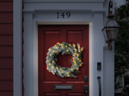 Beliani Snowy Christmas Wreath Led Albini Green 45 Cm - thumbnail 2