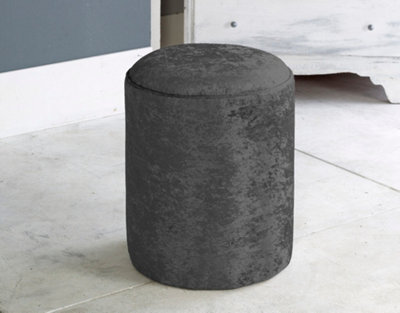 Adore Designs Victoria Crushed Velvet Round Foot Stool Pouffe -  Black - image 1