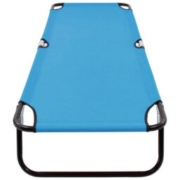 Berkfield Folding Sun Lounger Steel Turquoise Blue - thumbnail 5