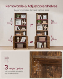 Vasagle Bookcase, 6-Tier Tall Bookshelf, Book Shelf With Doors, Shelving Unit, 24 X 60 X 175 Cm, For Living Room - thumbnail 4