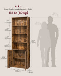 Vasagle Bookcase, 6-Tier Tall Bookshelf, Book Shelf With Doors, Shelving Unit, 24 X 60 X 175 Cm, For Living Room - thumbnail 7