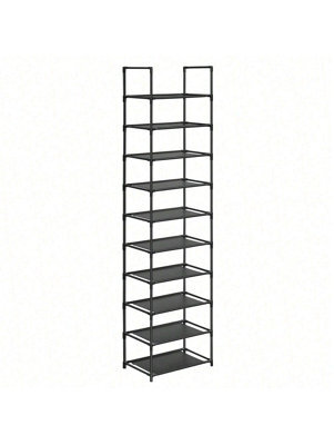 LEDREM Shoe Rack With 10 Shelves, Shoe Organizer, 28 X 45 X 173 Cm, Metal Frame, For Entryway, Black - image 1