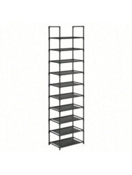 LEDREM Shoe Rack With 10 Shelves, Shoe Organizer, 28 X 45 X 173 Cm, Metal Frame, For Entryway, Black - thumbnail 1