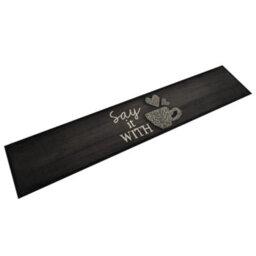 Berkfield Kitchen Rug Washable Cup Black 60X300 Cm Velvet - thumbnail 1