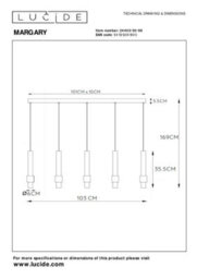 Lucide Margary Modern Pendant Light - Led Dim. - 5X4,2W 2700K - Coffee - thumbnail 7