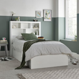 Bedmaster Oscar White Wooden Bookcase Ottoman Storage Bed And Cotswold 3000 Pocket Sprung Natural Mattress - thumbnail 3