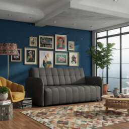 Viva Grand Iv Sofa Bed With Sleeping Function Bedding Storage Freestanding Upholstered Back 165X98X85Cm Graphite - thumbnail 1