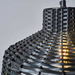 Valuelights Kora Boho Style Black Woven Wicker Ceiling Pendant Light Fitting Complete With 4W Led Filament Bulb 2700K Warm White - thumbnail 5