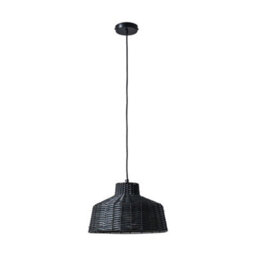 Valuelights Kora Boho Style Black Woven Wicker Ceiling Pendant Light Fitting Complete With 4W Led Filament Bulb 2700K Warm White