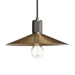 Industville Knurled Slope Pendant Light  - Brass, Brass Shade, Pewter Pendant Holder