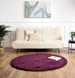 Bravich Aubergine Thick Shaggy Circle Rug - California - 120Cm - thumbnail 3