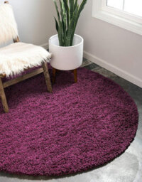 Bravich Aubergine Thick Shaggy Circle Rug - California - 120Cm - thumbnail 1
