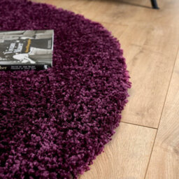 Bravich Aubergine Thick Shaggy Circle Rug - California - 120Cm - thumbnail 9