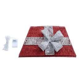 Living And Home Square Led Lighted Christmas Tree Collar Tree Skirt Stand Basket Decor With Bow Tie  30Cm (H) - thumbnail 4