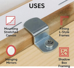 Sisi UK Canvas Offset Clips 9mm Pack Of 10 Metal Offset Bracket Frame Mounting Clips Picture Frame Hardware With Screws - thumbnail 4