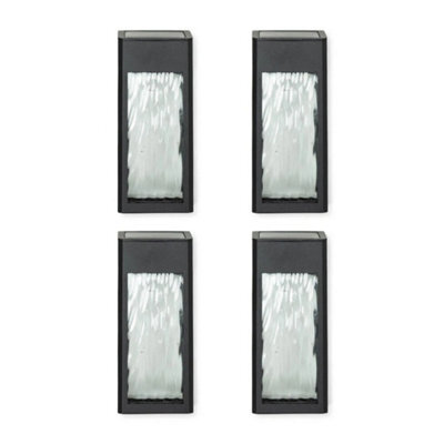 4X Black Wall Solar Lights Outdoor Garden Fence Lighting Multi Coloured White - image 1