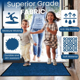 Dark Brown Ribbed Door Mat Non Slip Rubber Backed Door Mats Indoor Outdoor Dirt Trapper Door Matts - thumbnail 4