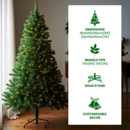 Alivio 6Ft Artificial Christmas Tree With Led Lights & Stand For Home Office Decoration - thumbnail 8