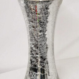 Biznest (Set Of 2) Silver Crackle Mercury Glass Large Vase H 30Cm