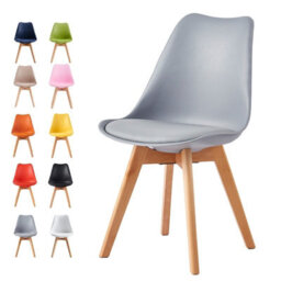 MCC Direct Single Dining Chair With Solid Wooden Legs And Seat Cushion Pad Grey - Eva By Mcc - thumbnail 1