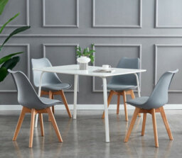 MCC Direct Single Dining Chair With Solid Wooden Legs And Seat Cushion Pad Grey - Eva By Mcc - thumbnail 6