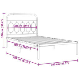 Berkfield Metal Bed Frame Without Mattress With Headboard White 100X200Cm - thumbnail 8