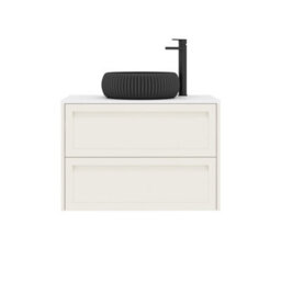 Royal Bathrooms Royal Bathroom Elmore 800mm Classic White Wall Mounted Bathroom Vanity Unit 2 Drawer Plain White Worktop With Milan Black Basin - thumbnail 7