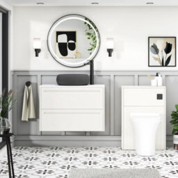 Royal Bathrooms Royal Bathroom Elmore 800mm Classic White Wall Mounted Bathroom Vanity Unit 2 Drawer Plain White Worktop With Milan Black Basin - thumbnail 5