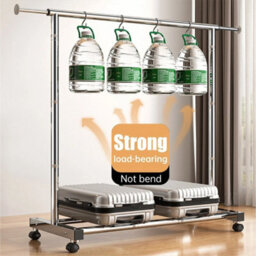 Heavy Duty Stainless Steel Clothes Rail Hanging Rack Garment Display Stand Wheel - thumbnail 3