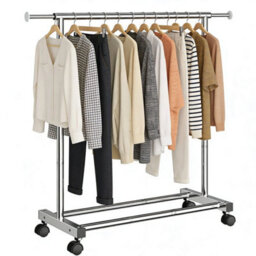 Heavy Duty Stainless Steel Clothes Rail Hanging Rack Garment Display Stand Wheel - thumbnail 7