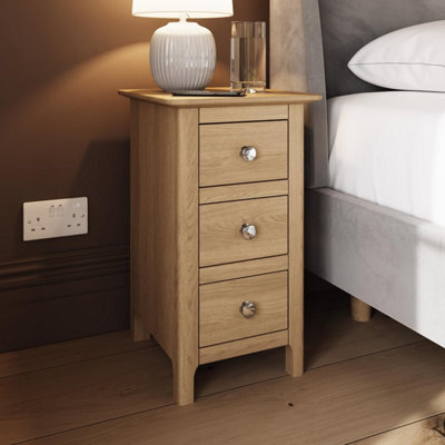 Fwstyle Taberno 3 Drawer Bedside Table Chest Natural Oak (H) 58 (W) 34 (D) 35Cm - image 1