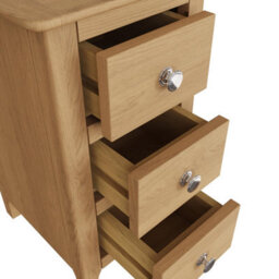 Fwstyle Taberno 3 Drawer Bedside Table Chest Natural Oak (H) 58 (W) 34 (D) 35Cm - thumbnail 4