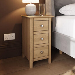 Fwstyle Taberno 3 Drawer Bedside Table Chest Natural Oak (H) 58 (W) 34 (D) 35Cm - thumbnail 1