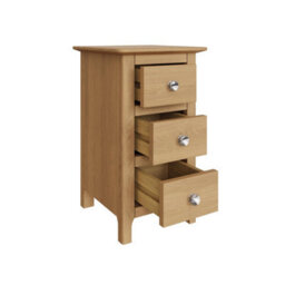 Fwstyle Taberno 3 Drawer Bedside Table Chest Natural Oak (H) 58 (W) 34 (D) 35Cm - thumbnail 3