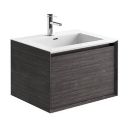 Plum&clay Matterhorn Dark Oak Wall Hung Bathroom Vanity Unit With White Basin (W)600mm (H)450mm - thumbnail 2